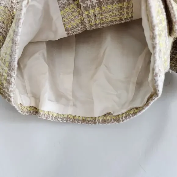 Zara Beige & Yellow Textured Cropped Blazer Button Down Size Large